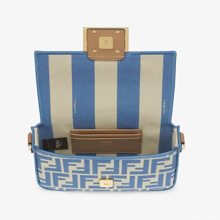 Cheap HOT Fabric In Mini Bag Blue FF Fendi Motif Baguette 0509